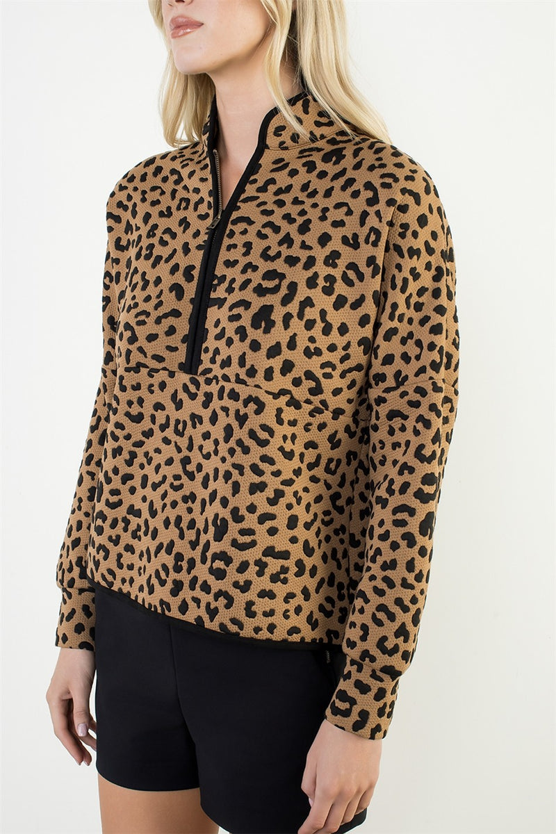 Cheetah Quater Zip Pullover