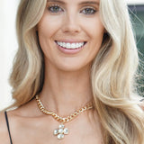Laurel Rhinestone Cross Necklace
