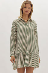 Preppy Stripe Button Up Dress