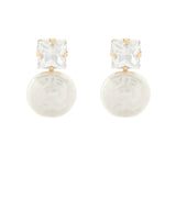Pearl Round Square Stone Earring