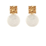 Pearl Round Square Stone Earring