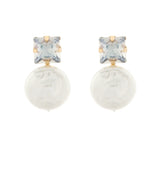 Pearl Round Square Stone Earring