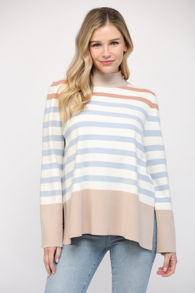 The Tinsley Stripe Mock Neck Sweater