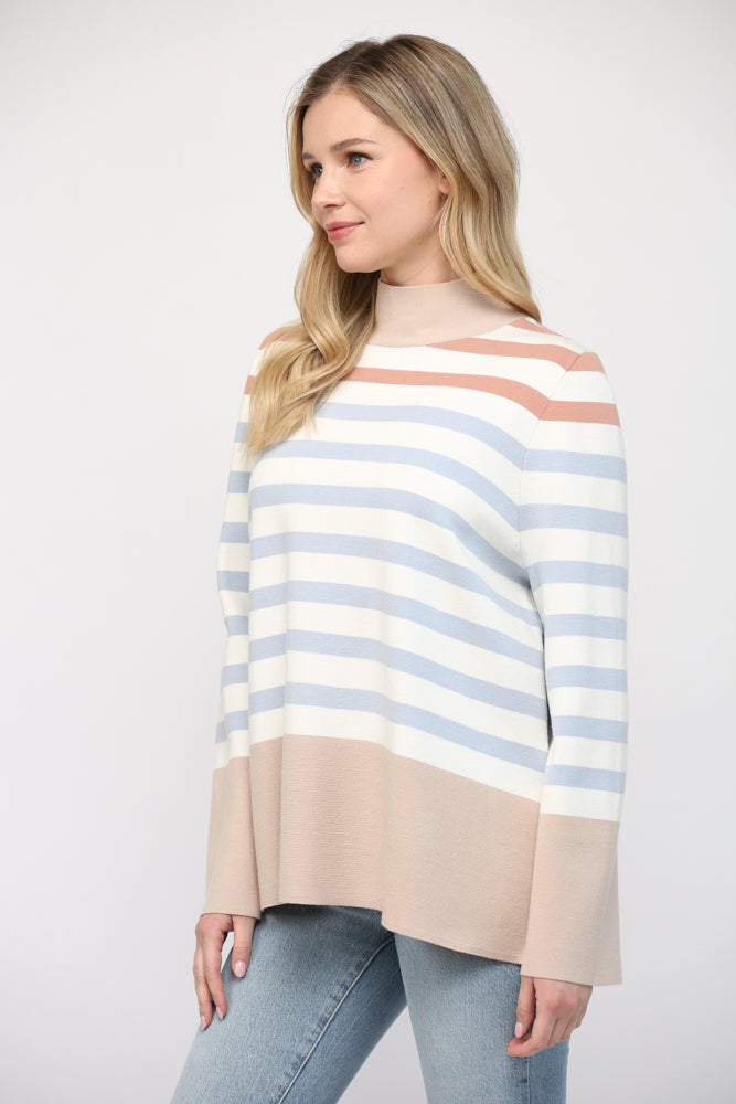 The Tinsley Stripe Mock Neck Sweater