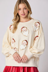 Sequin Santa Face Pullover