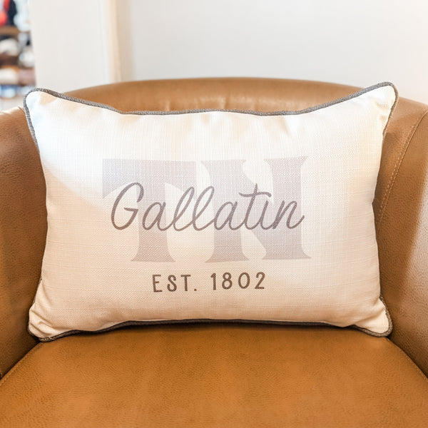 Neutral Zip Code Pillow (Gallatin)