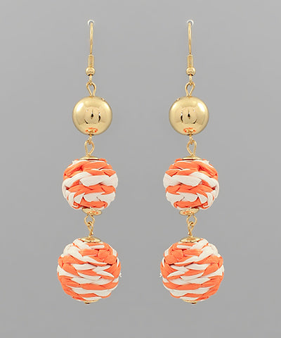 Gameday Raffia Ball Drop Earrings