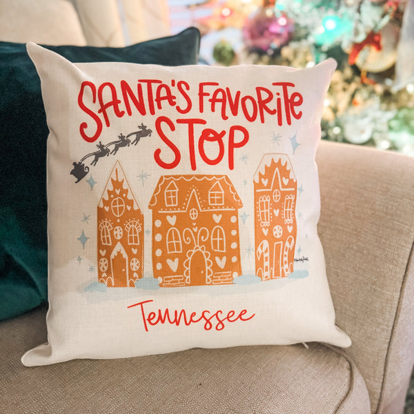 Santa's Favorite Stop Pillow- Tennessee