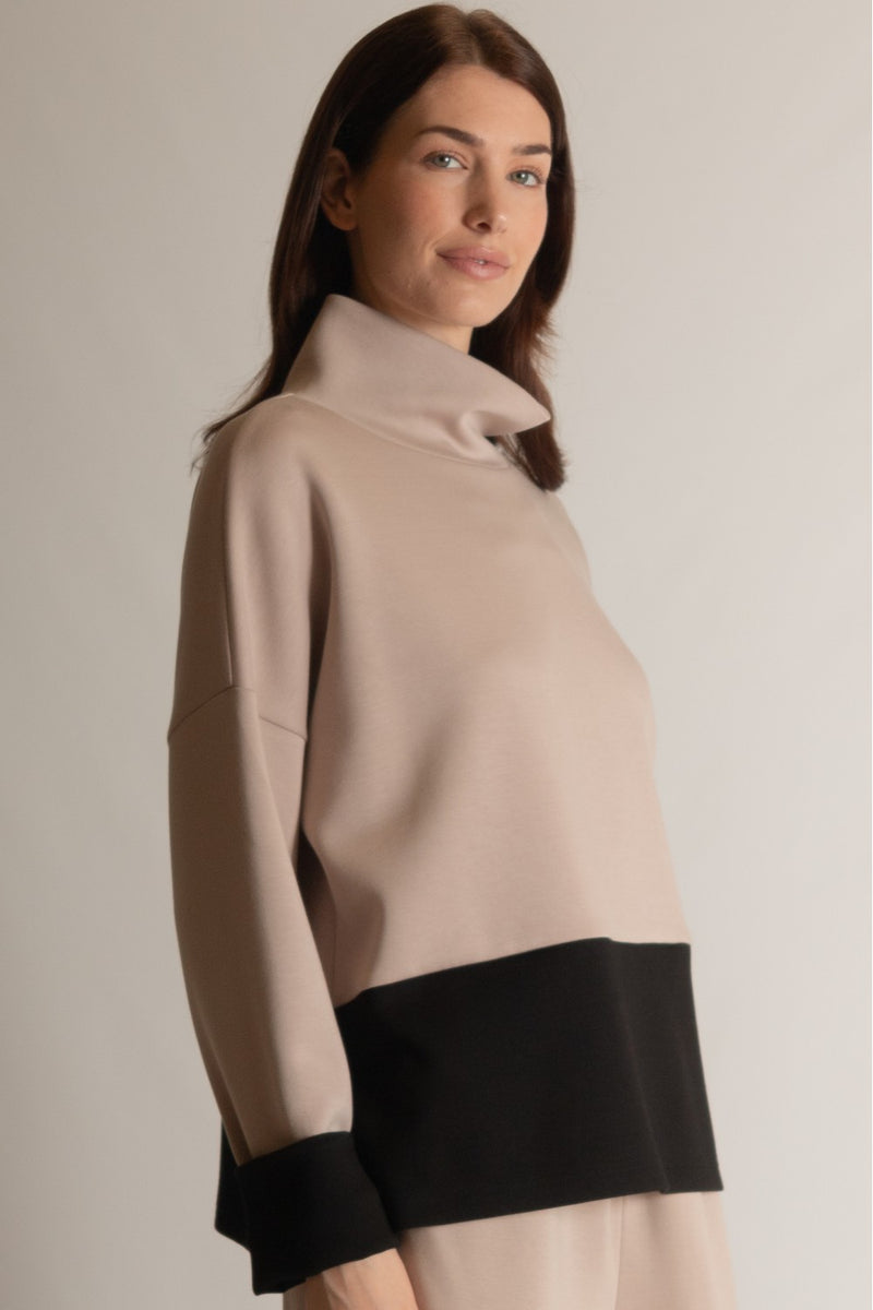 Butter Modal Color Block Mock Neck Top