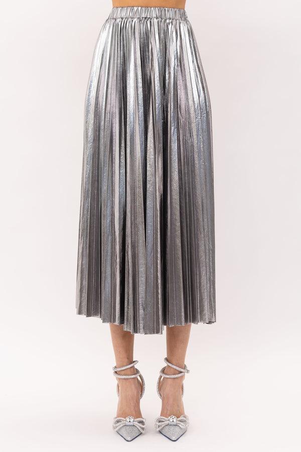 Alessandra Metallic Pleated Skirt