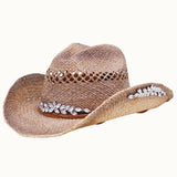 Bejeweled Western Raffia Straw Cowboy Hat