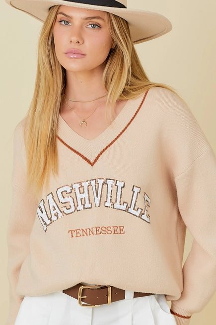 Nashville Varsity V-Neck Sweater
