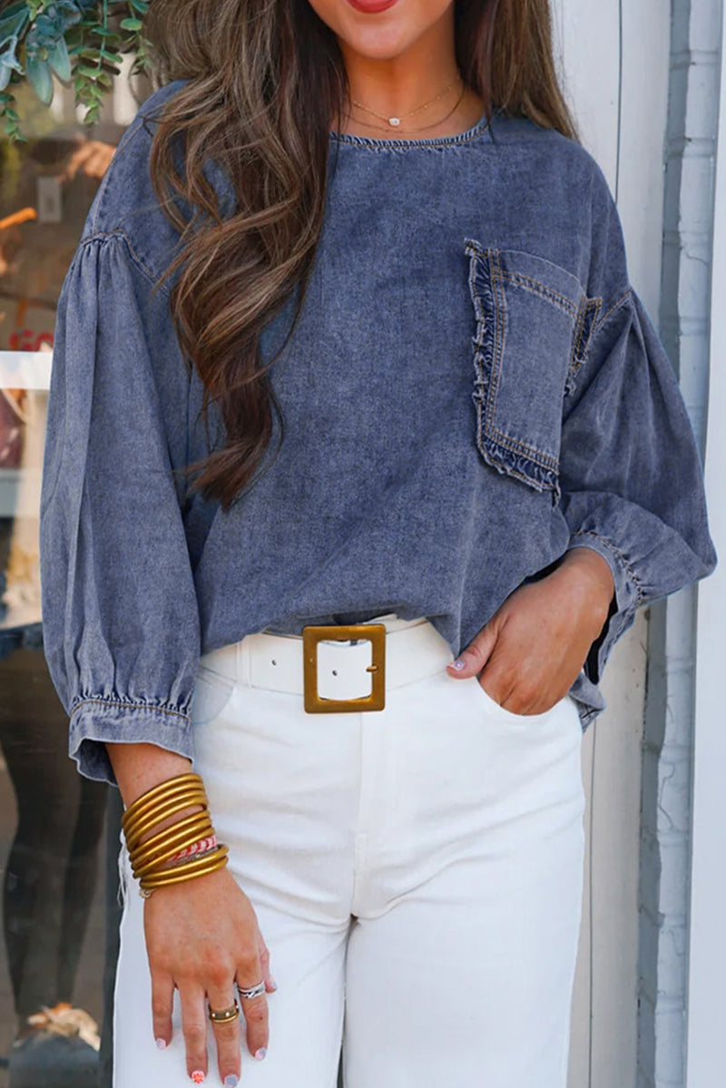 Denim Dreams Ruffled Top