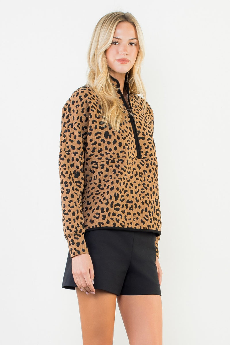 Cheetah Quater Zip Pullover