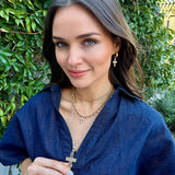 Elizabeth Pave Cross Ball Bead Necklace