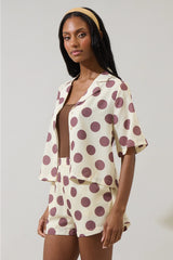 Violda Dot Button Down Top