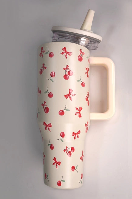 Spill Free Stainless Steel 40oz Tumbler (Cherry)