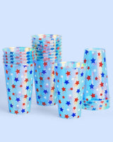 Stars & Stripes Patriotic Cups - 16 Iridescent 16 oz Cups