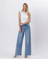 The Olivia High Rise Seam Detail Palazzo Jeans