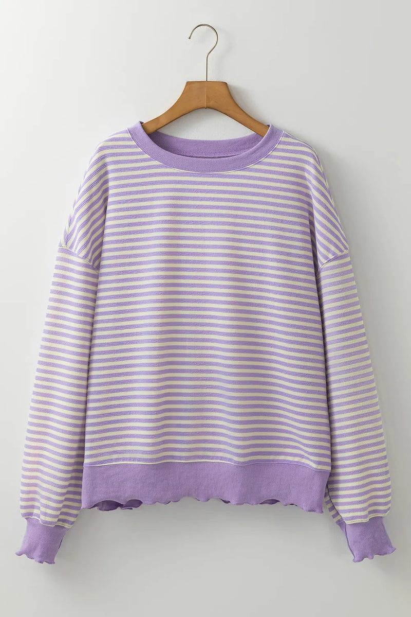 Classic Stripe Crewneck - Purple