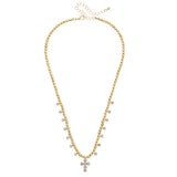 Elizabeth Pave Cross Ball Bead Necklace