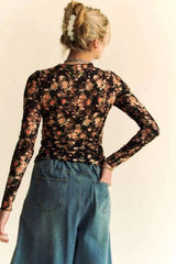 Fall Florals Mesh Top