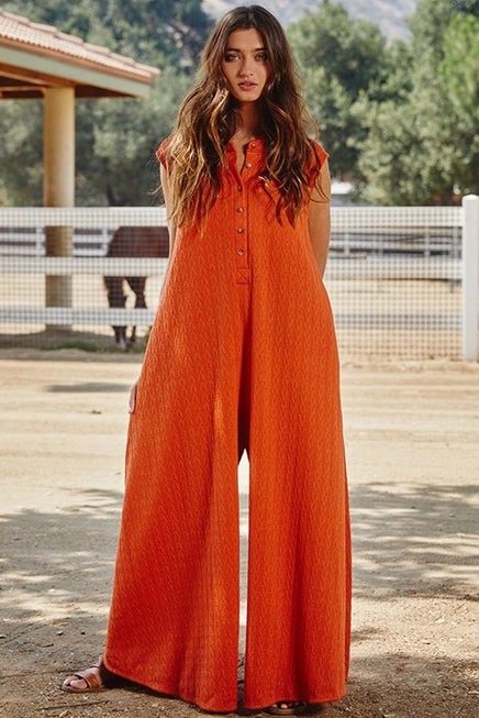 Rust Horizons Wide Leg Jumpsuit