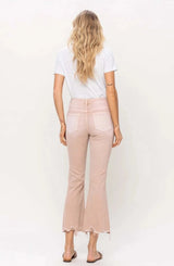Coral High Rise Distressed Cropped Flare Jeans