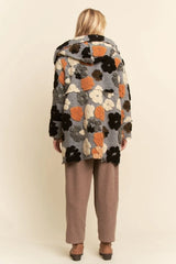 Chunky Flower Embroidered Hoodie Coat Jacket