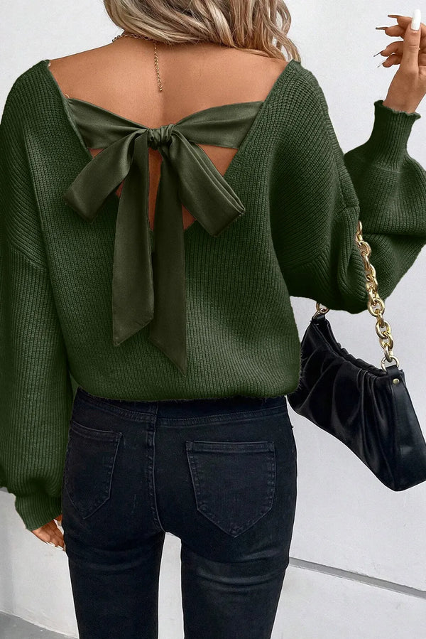 Belle Tie Sweater - Olive