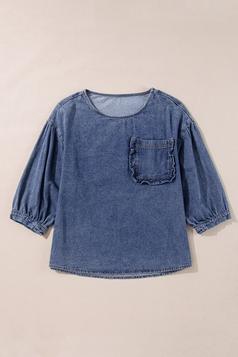 Denim Dreams Ruffled Top