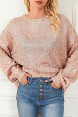 Apricot Glitter Leopard Print Sweater