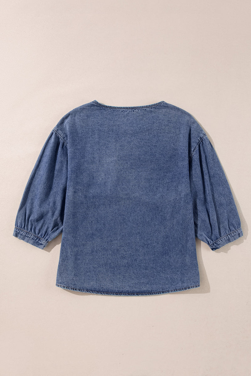 Denim Dreams Ruffled Top