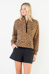 Cheetah Quater Zip Pullover