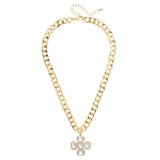 Laurel Rhinestone Cross Necklace