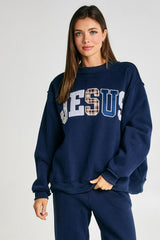 Jesus Embroidered Mock-neck Sweatshirt