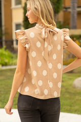 Polka Dot Tie Back Knit Top