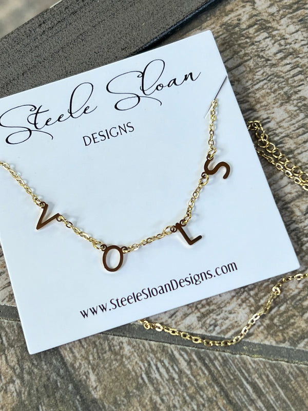 Vols Charm Necklace Gold Vols Dangle Layer Necklace
