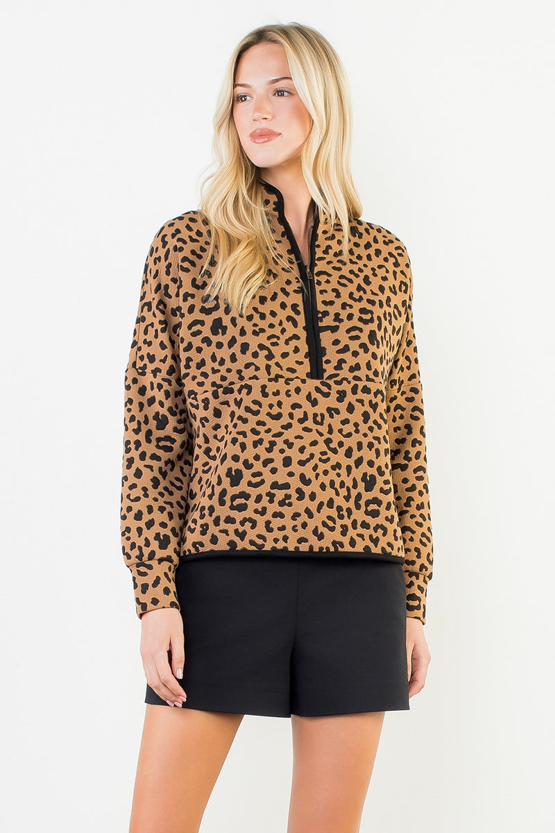 Cheetah Quater Zip Pullover