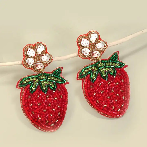 Strawberry Beaded Earrings