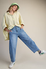 Washed Denim Barrel Jeans