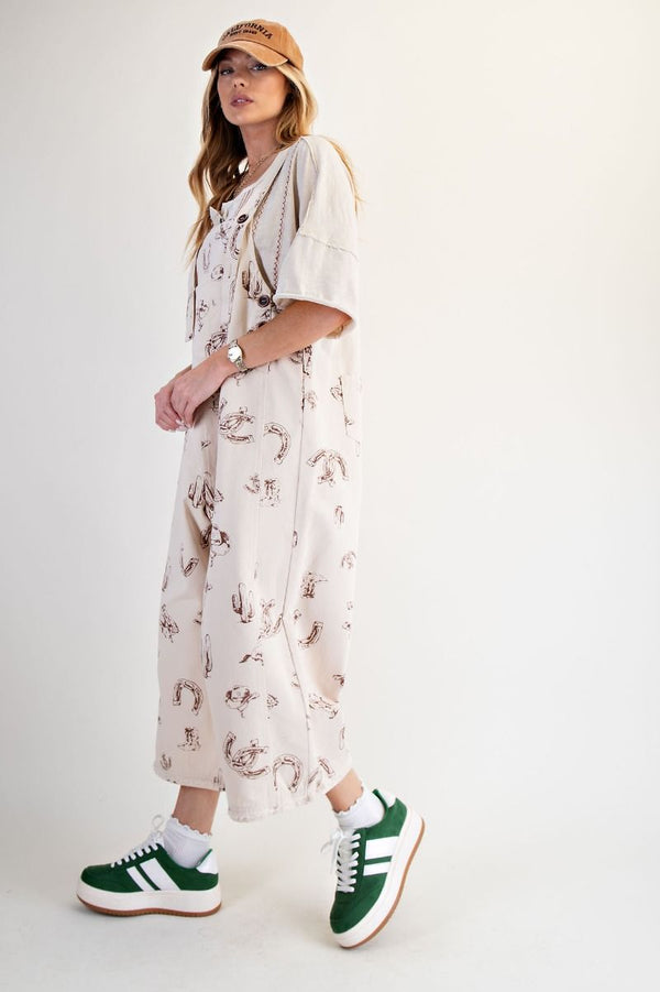 Western Print Twill Overalls