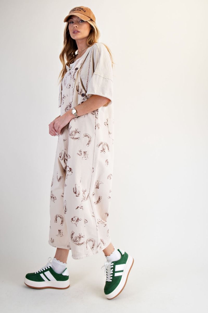 Western Print Twill Overalls