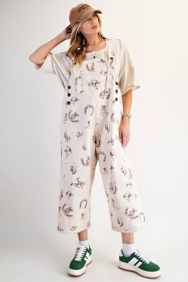 Western Print Twill Overalls