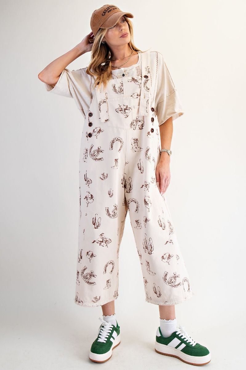 Western Print Twill Overalls