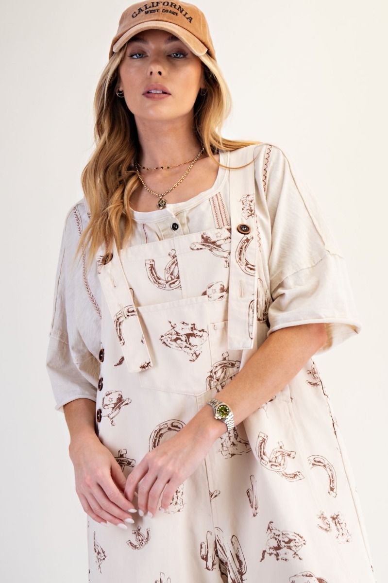 Western Print Twill Overalls