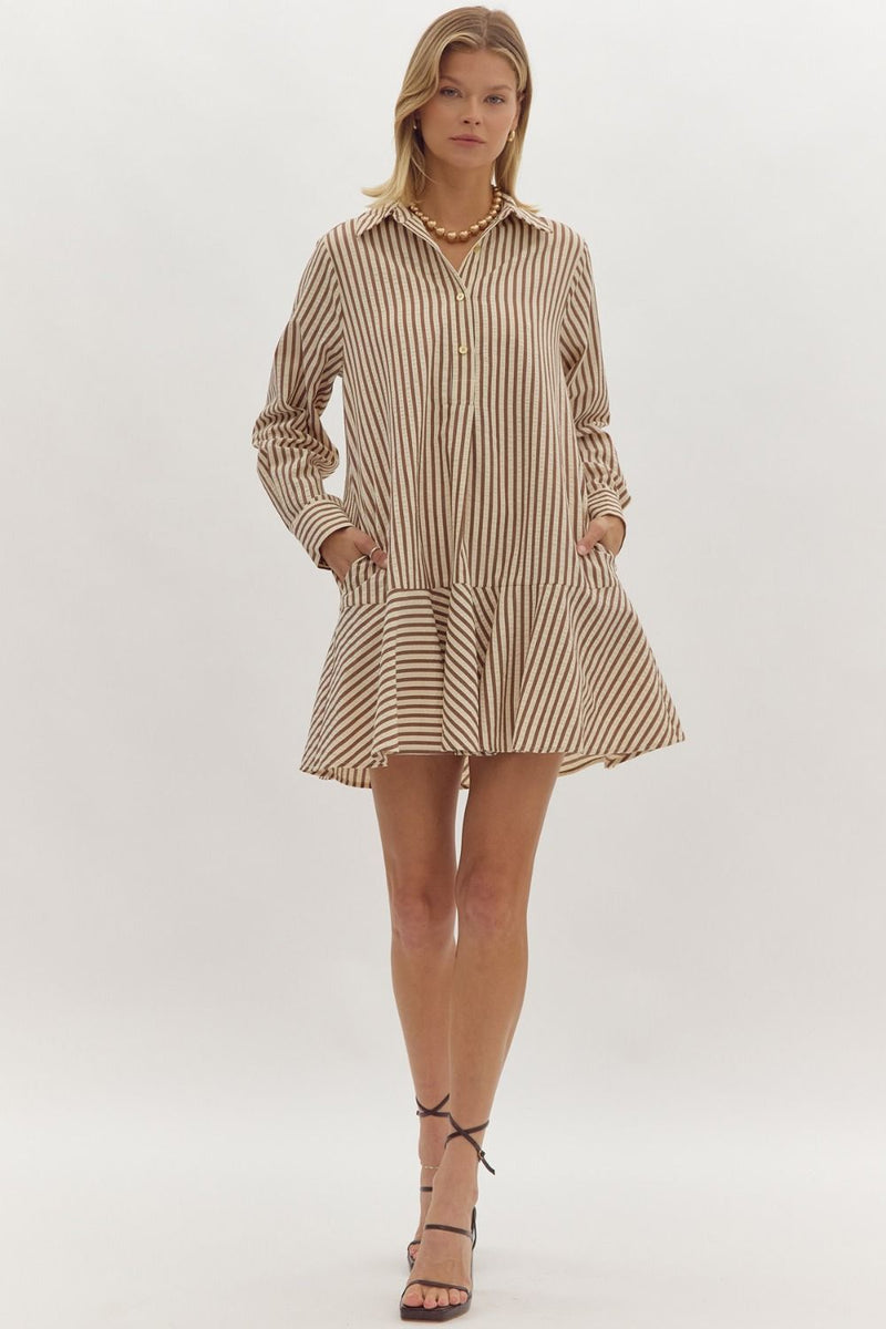 Preppy Stripe Button Up Dress