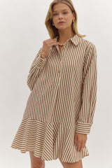 Preppy Stripe Button Up Dress