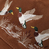 Flying Mallard Ducks Embroidered Suede Trucker Hat