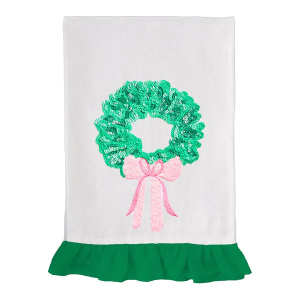 Rosy Wreaths Tea Towel
